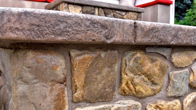 Up close view of stone work surrounding a spa Photo